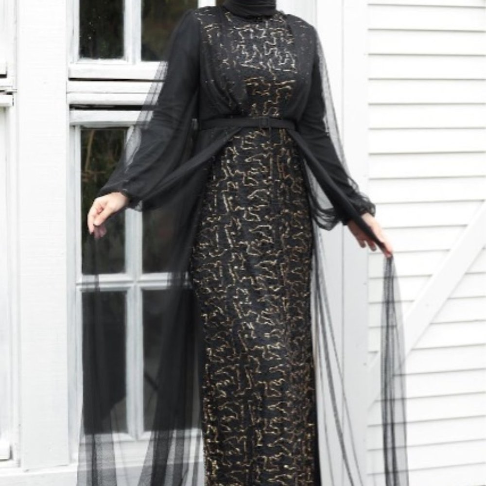 Urban Modesty LACE WITH CHIFFON OVERLAY GOWN